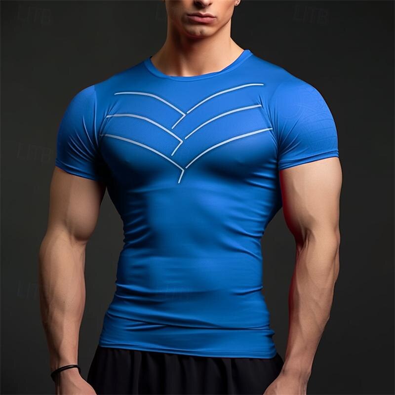 Men's T Shirt Gym Shirt Sports T-Shirt Crew Neck Short Sleeve Vacation Sports & Outdoor Casual Daily Gym Quick dry Breathable Plain Black Red Activewear Polyester Fashion Basic2
