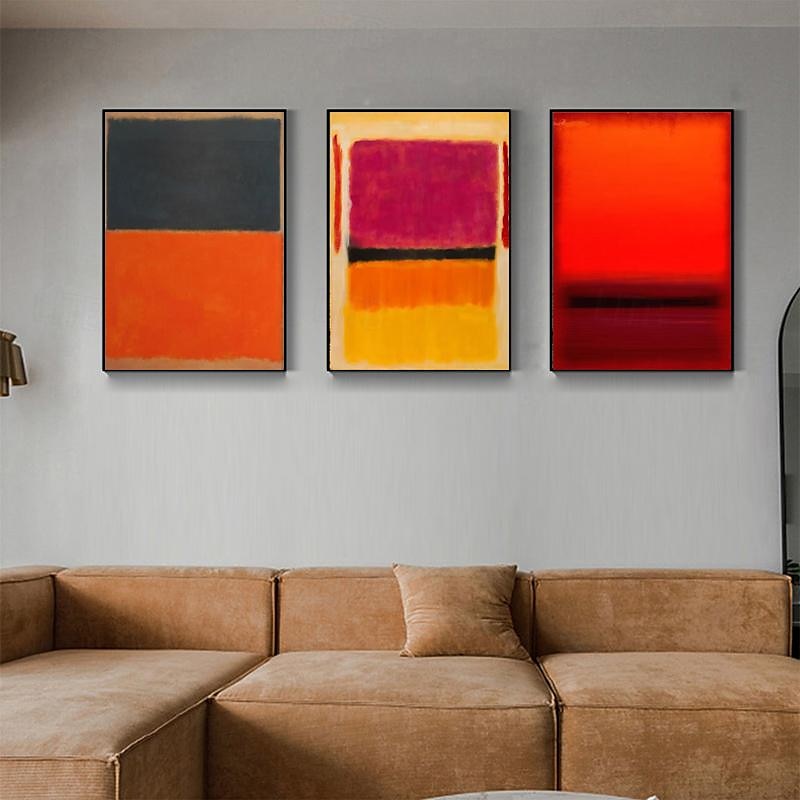 Hand painted Mark Rothko Canvas Art Reproduction Rothko wall art Abstract Canvas Wall Art red and yellow Mix Abstract Painting Minimalism art Painting Home Decor Stretched Frame Ready to Hang4