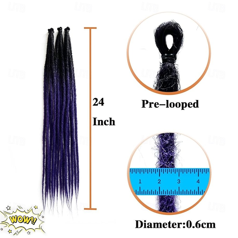 Paraglame 24 Inch Ombre Honey Blonde Dreadlock Extensions Single Ended Synthetic Braided Dreadlocks Fake Dread Extensions for Women4