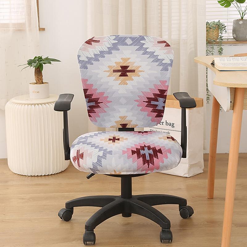 Office Chair Cover Computer Desk Chair Covers Stretch Spandex Anti-Dust Universal Split Rotating Swivel Chair Slipcover Protector 2 Pcs Set,Office Gift for Women Men4