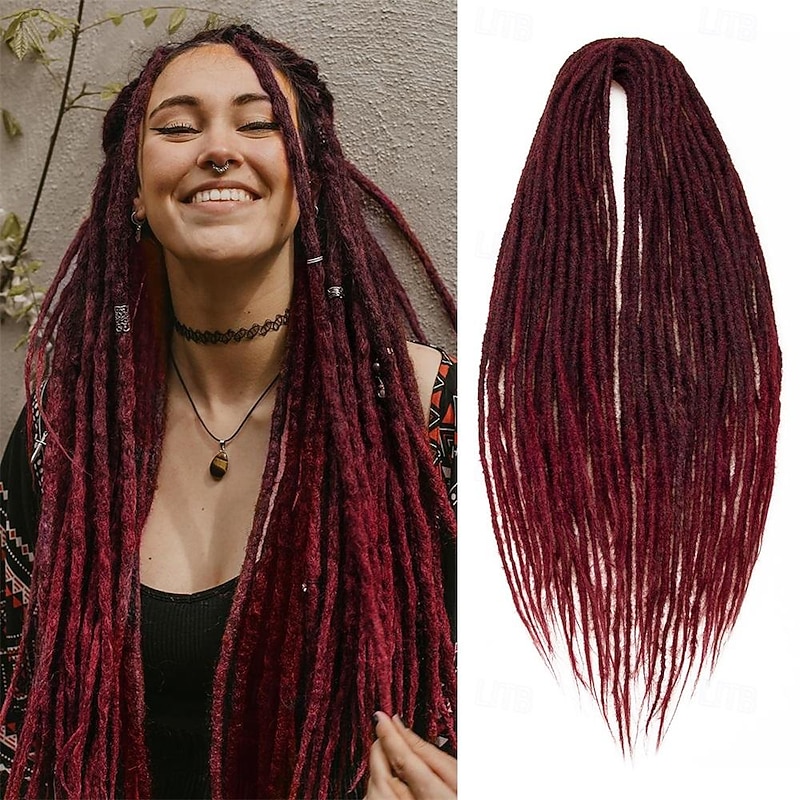 24 Inch Dreadlocks Extensions Goddess Locs Crochet Hair for Women 10 Strands Handmade Dreadlock crochet hair braids Synthetic thin 0.6cm Hippie Straight Double Ended Dreads