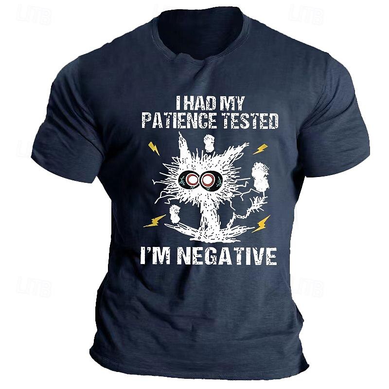 Mens Short Sleeve Graphic T-Shirt - Funny 'I Had My Patience Tested I'm Negative' Pun Tee3