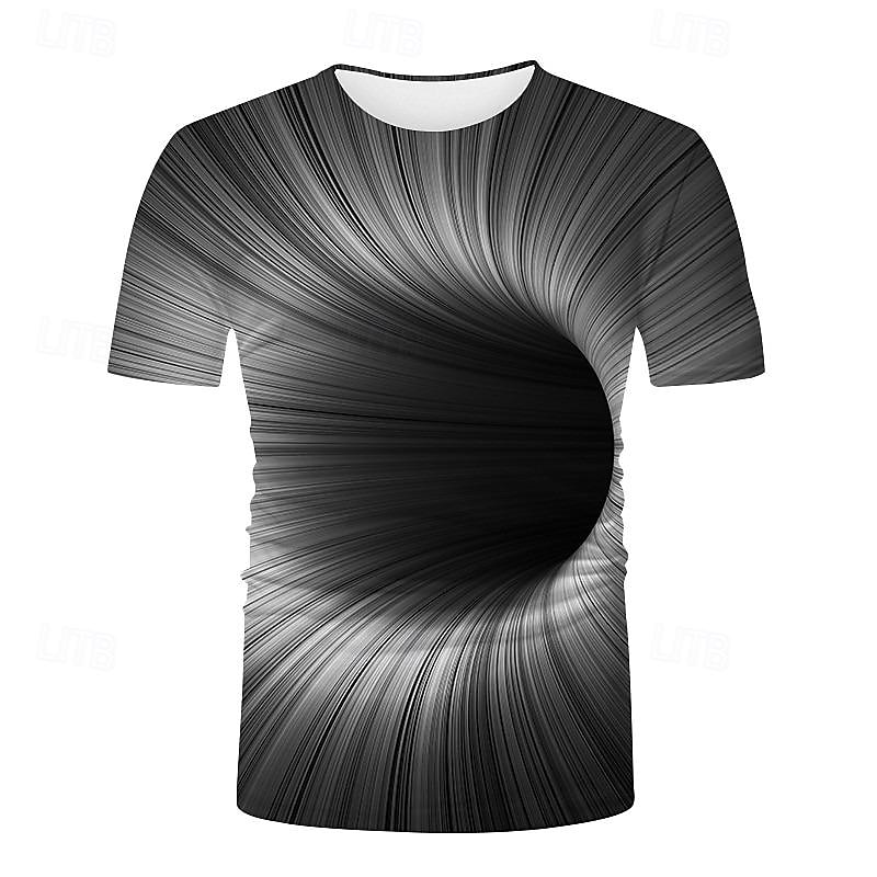 Men's Graphic Optical Illusion T Shirt Tee Short Sleeve T shirt 3D Print Round Neck Shirt Exaggerated Basic Daily Black-White Black 1# Black Clothing Apparel Normal S M L XL XXL 3XL 4XL2