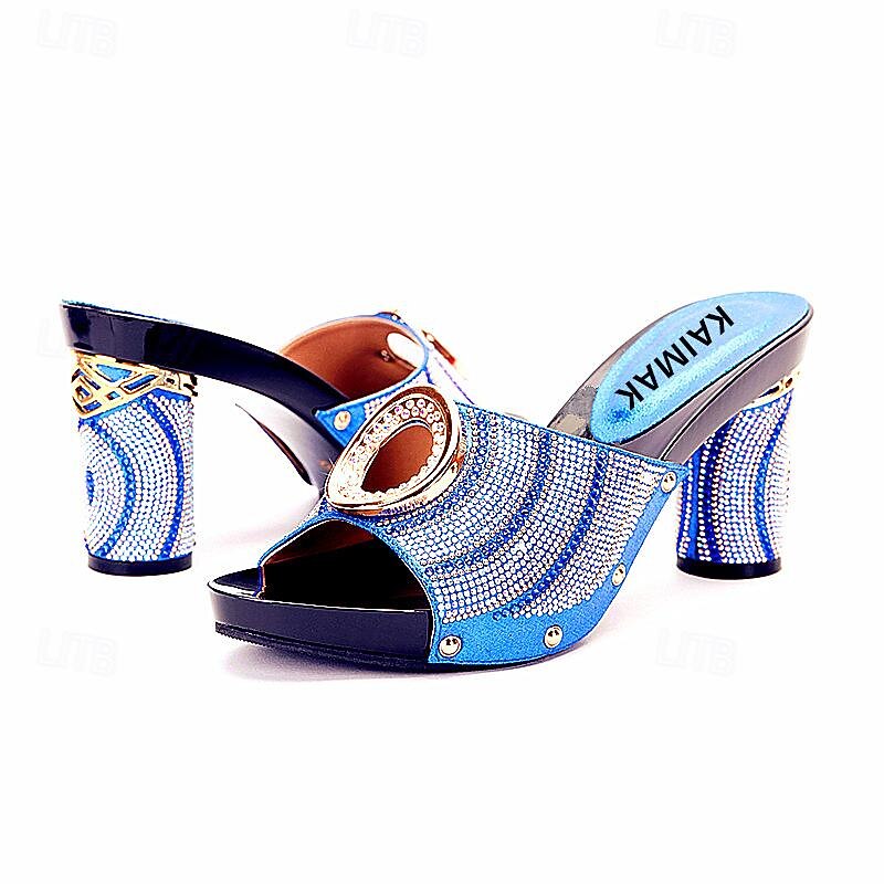 Women's Heels Wedding Shoes Sandals Dress Shoes Glitter Crystal Sequined Jeweled Sparkling Shoes Wedding Party Wedding Sandals Bridal Shoes Bridesmaid Shoes Rhinestone Crystal Platform Chunky Heel3