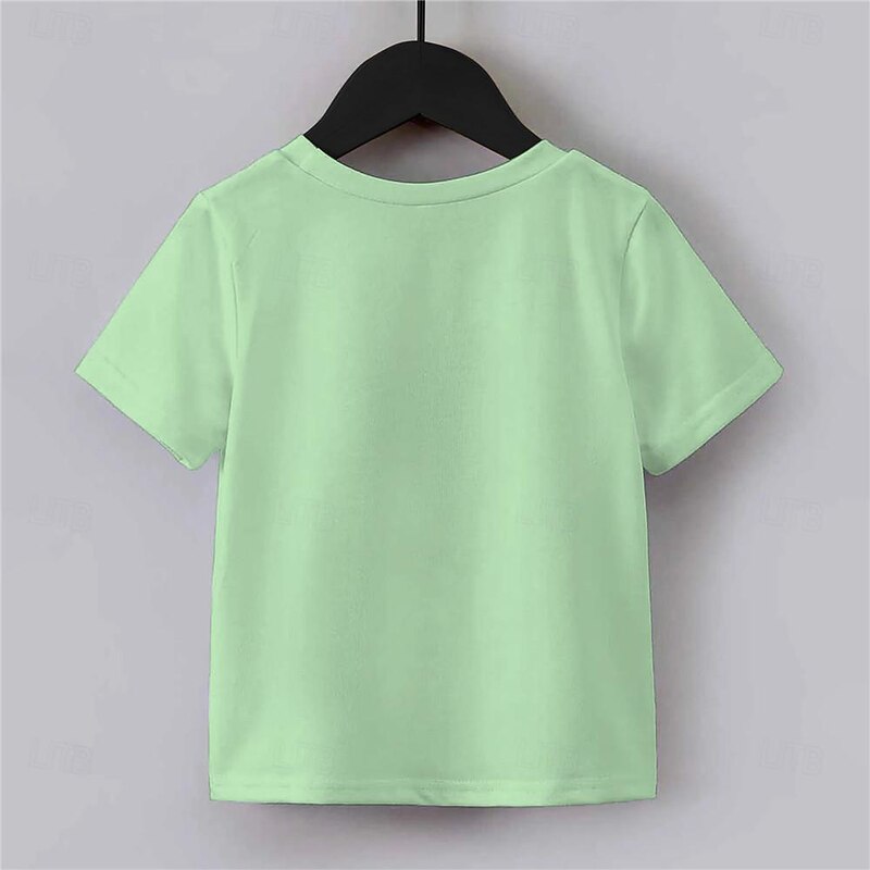 St. Patrick Girls' 3D Four Leaf Clover Tee Shirts Short Sleeve 3D Print Summer Active Fashion Cute Polyester Kids 3-12 Years Crew Neck Outdoor Casual Daily Regular Fit2