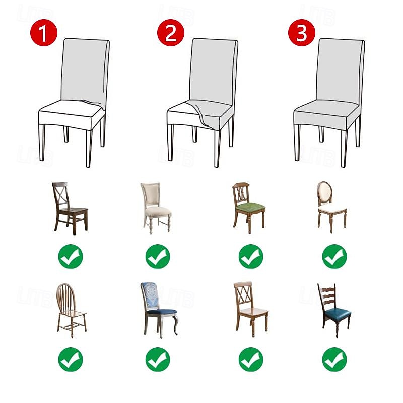 Stretch Spandex Dining Chair Cover 4/6 Pcs Set, Geometric Printed Stretch High Back Dining Chair Cover Seat Slipcover with Elastic Band for Dining Room,Wedding, Ceremony, Banquet,Home Decor3