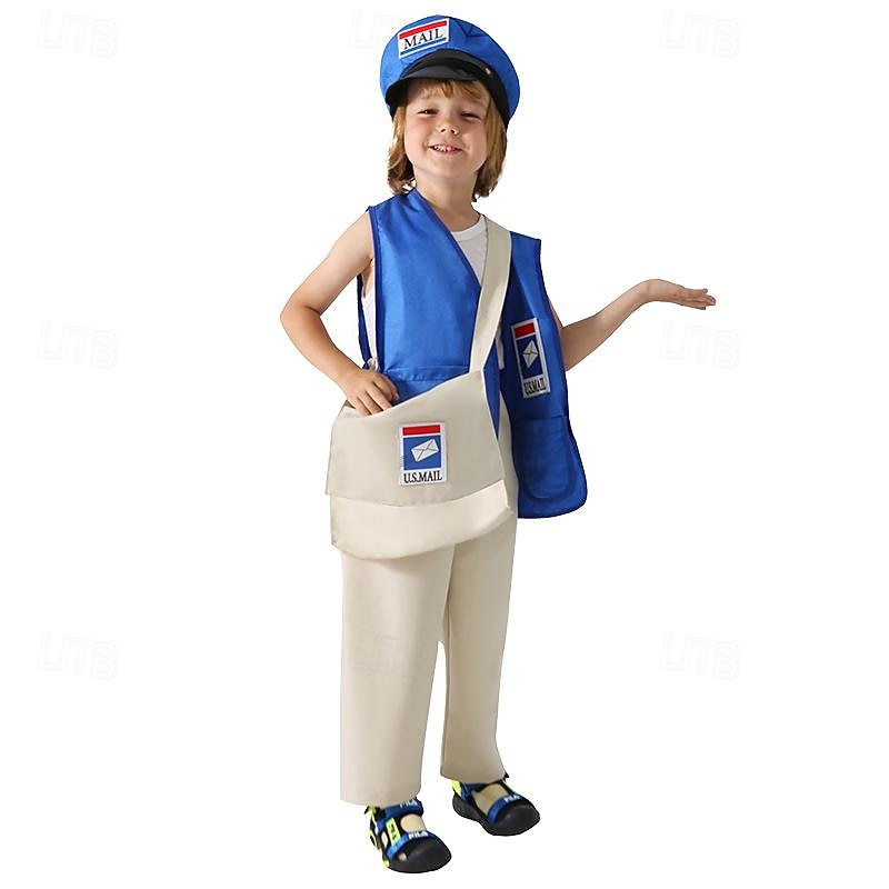 Boys Girls' Postman Cosplay Costume Outfits For Masquerade Cosplay Kid's Vest Hat4