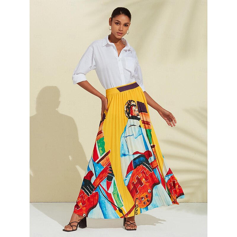 Artistic Print High Beach Skirt4