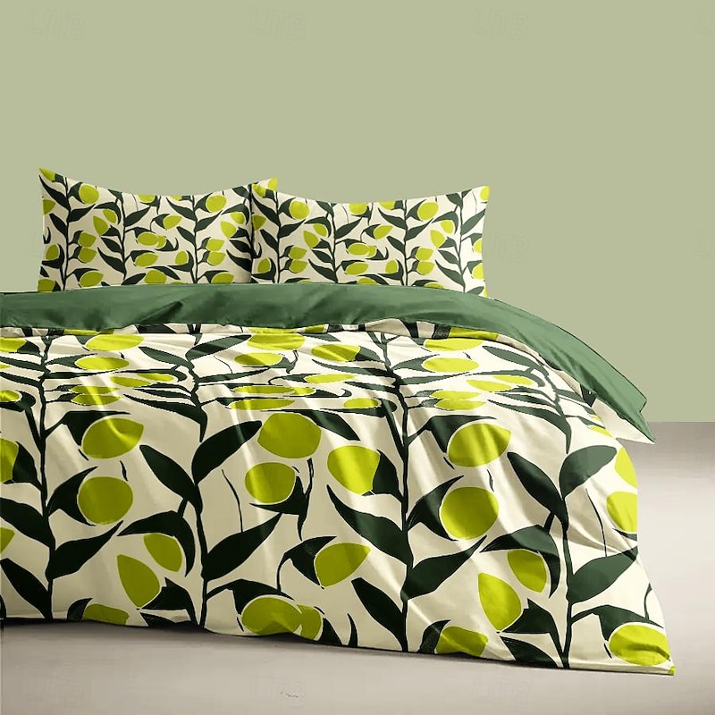 Green Leaves Pattern Duvet Cover Set Set Soft 3-Piece Luxury Cotton Bedding Set Home Decor Gift Twin Full King Queen Size Duvet Cover4