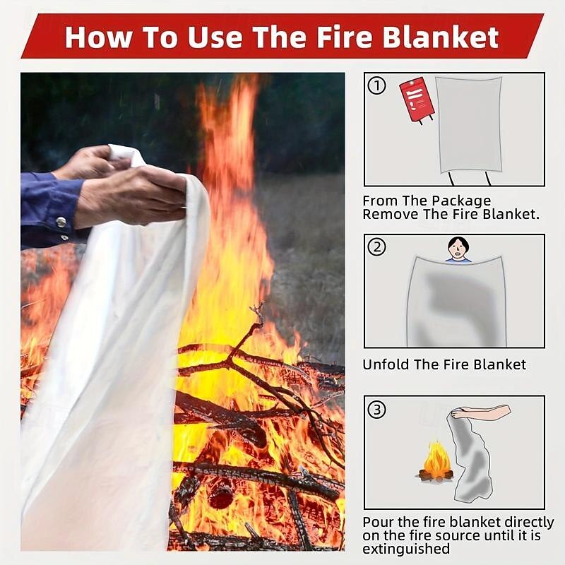 1pc Emergency Fire Extinguishing Blanket For Home And Kitchen, Suitable For Fireplace, School, BBQ, Car & Office4