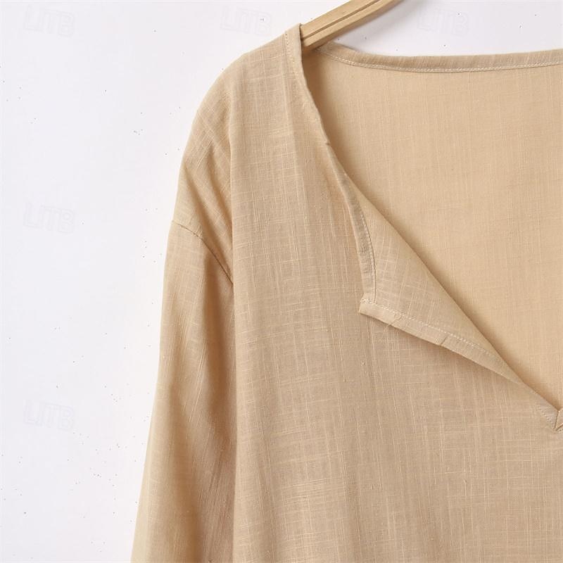 Men's T Shirt Tee Tee Top Long Sleeve Shirt Long Sleeve V Neck Spring &  Fall Plain Fashion Designer Basic Vacation Street Going out Black Sky Blue Khaki Top Tee for Men2