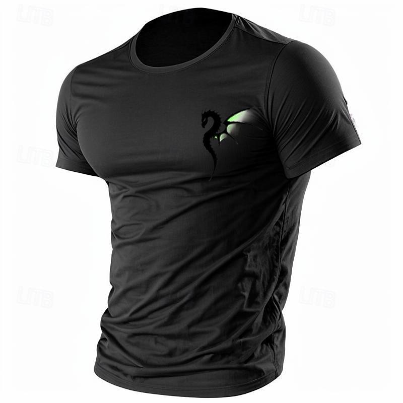 Men's Animal Dragon T Shirt Tee Top 100% Cotton Short Sleeve Graphic Shirt Black White Red Comfortable Tee Vacation Street Fashion Designer Clothing2