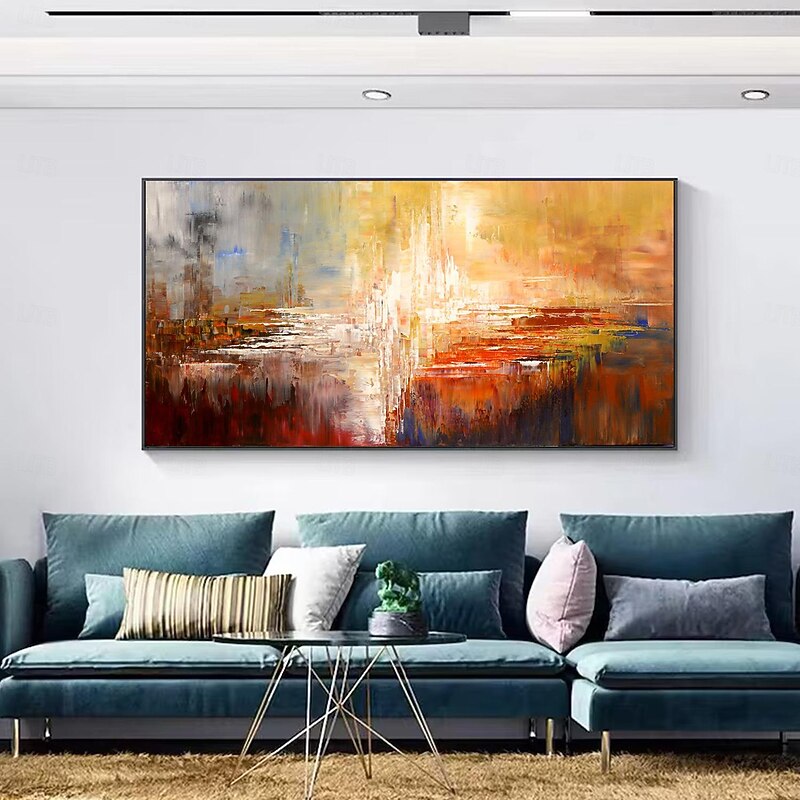 Handmade Oil Painting  Canvas wall Art Decoration  Abstract Knife Painting  Sun Gold For Home Decor Rolled Frameless Unstretched Painting3