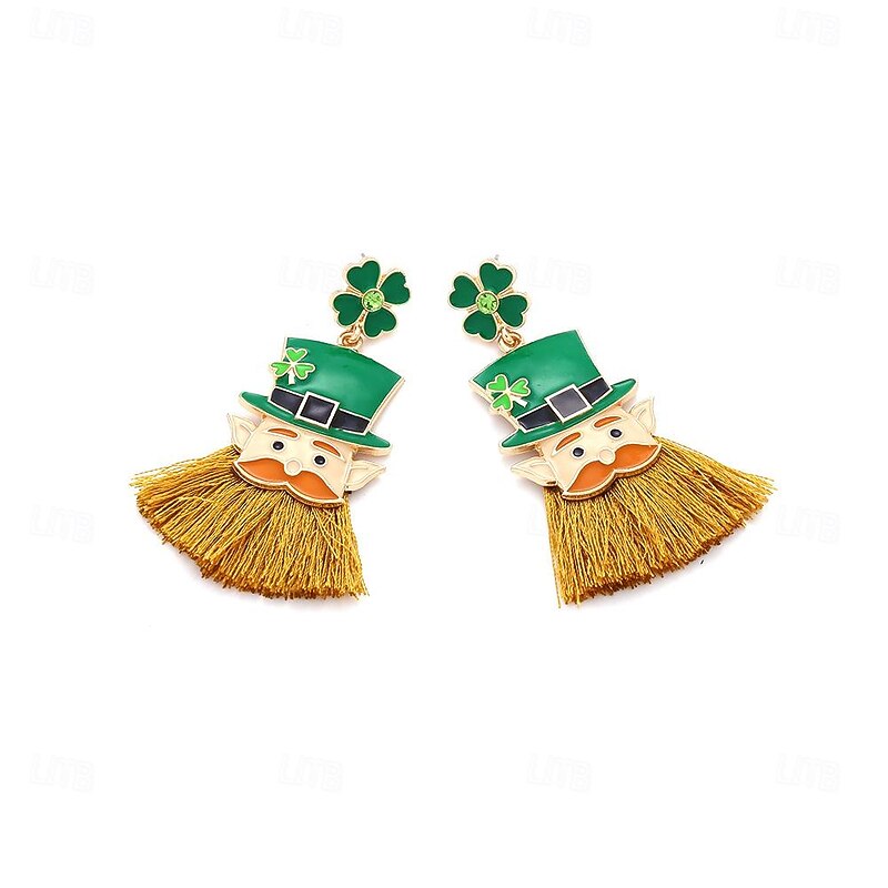 Shamrock Irish Halloween Masquerade Earrings Cosplay Adults' Women's Carnival Masquerade Saint Patrick's Day Party Masquerade Easy Halloween Costumes Dress Up3