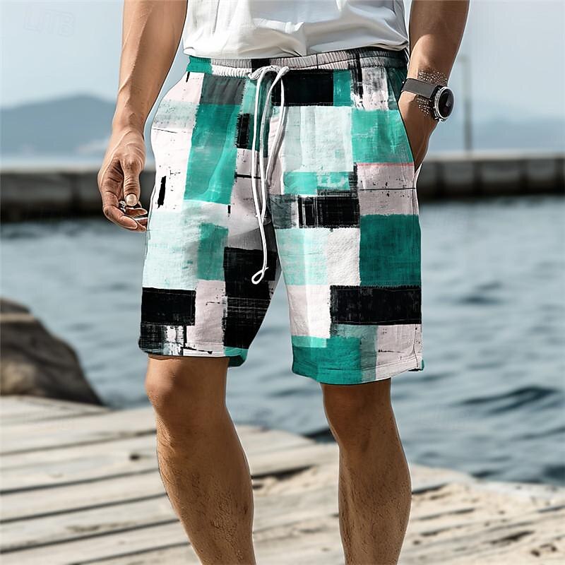 Men's Plaid Swim Trunks Swim Shorts Board Shorts Mid Waist Vacation Hawaiian Holiday Vacation Holiday Beach Drawstring with Mesh lining Elastic Waist Designer Clothing Apparel3