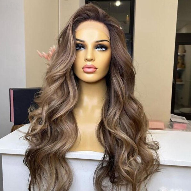 Remy Human Hair 13x4 Lace Front Wig Free Part Brazilian Hair Wavy Multi-color Wig 130% 150% Density Highlighted / Balayage Hair  For Women Long Human Hair Lace Wig3