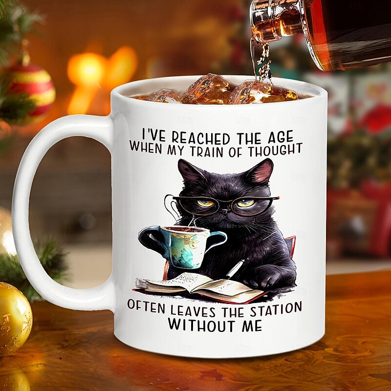 1pc Cat And Book Coffee Mug Ceramic Coffee Cups I've Reached The Age Water Cups Summer Winter Drinkware Birthday Gifts Holiday Gifts Thanksgiving Gifts Christmas Gifts