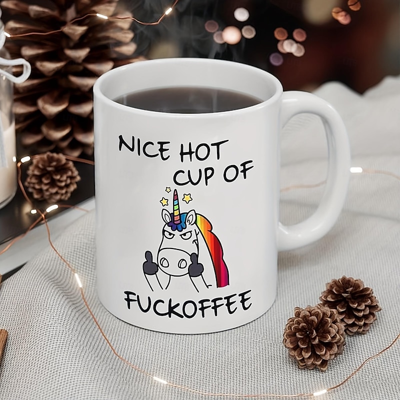 Angry Unicorn Ceramic Coffee Mug - 11oz White Tea Cup for Office, Portable for Hot or Cold Drinks, Novelty Gift - 1pc4