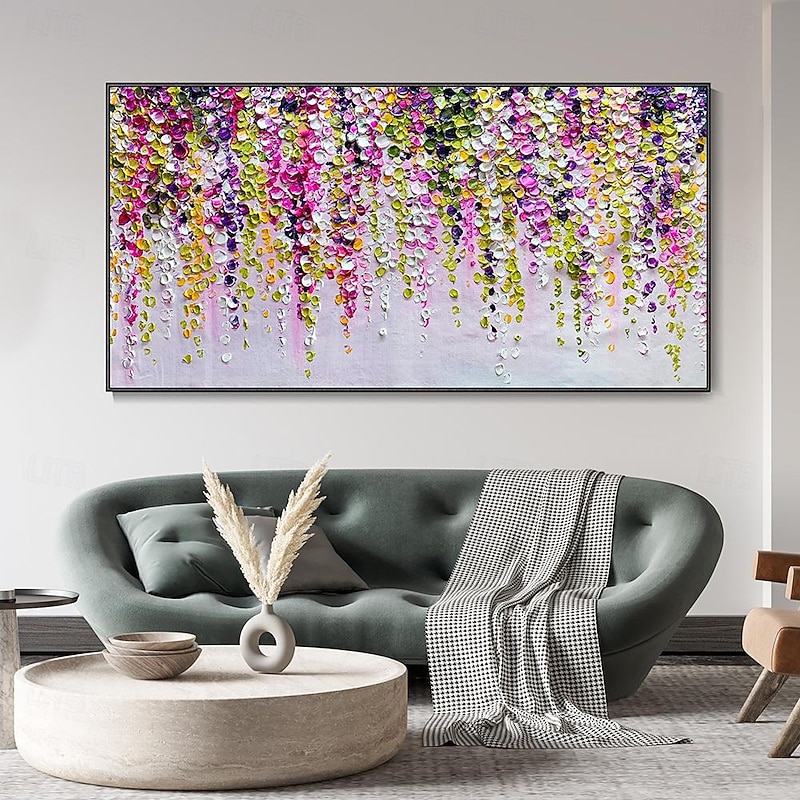Hand painted Abstract Floral Texture Canvas Oil Painting handmade Colorful Wall Decor Art painting Modern Landscape Painting for Living Room Decor Oil Painting canvas decoration3