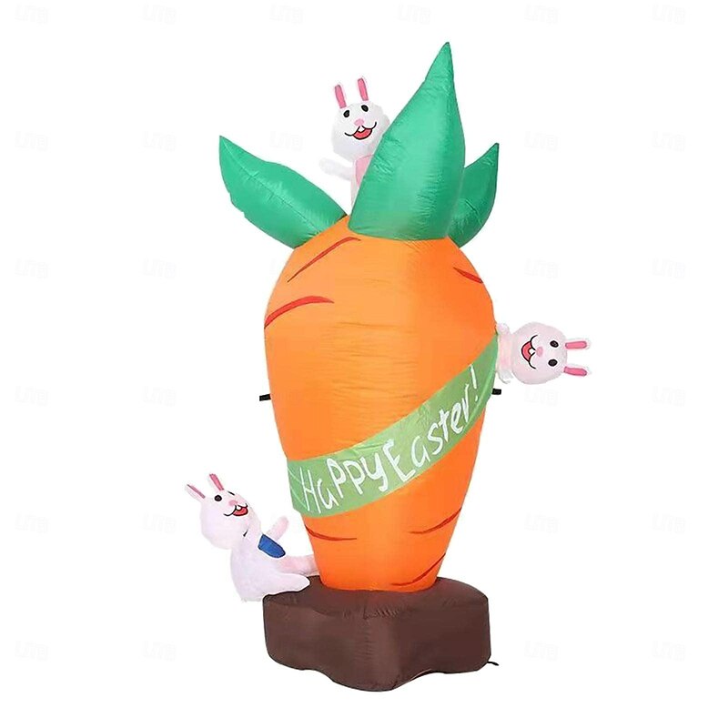 Easter Inflatable Cute Bunny Holding Carrot for Outside Decor Ornament