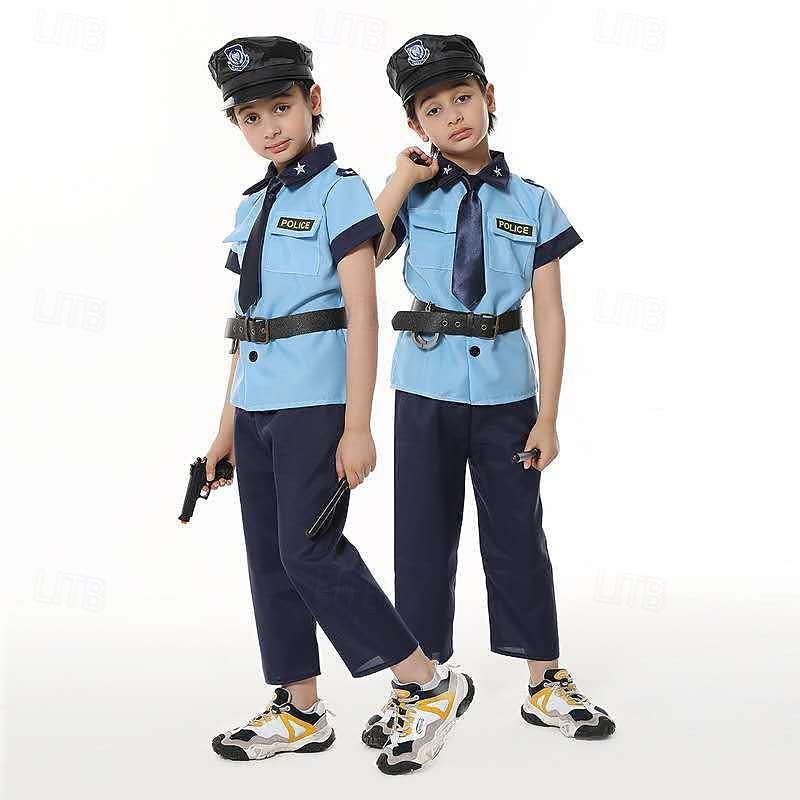 Boys Girls' Police Cosplay Costume Outfits For Halloween Carnival Masquerade Cosplay Kid's Top Pants More Accessories4