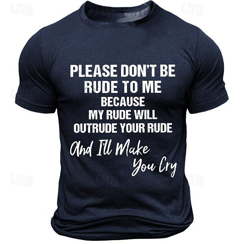 Men's Slogan T Shirt Tee Top Cotton Short Sleeve Graphic Shirt Black Dark Blue Dark Gray Comfortable Tee Sports Outdoor Holiday Fashion Designer Clothing