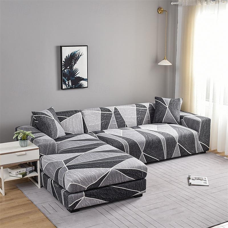 Geometric Printed Sofa Cover Stretch Slipcovers Soft Durable Couch Cover 1 Piece Spandex Fabric Washable Furniture Protector fit Armchair Seat/Loveseat/Sofa/XL Sofa/L Shape Sofa 12