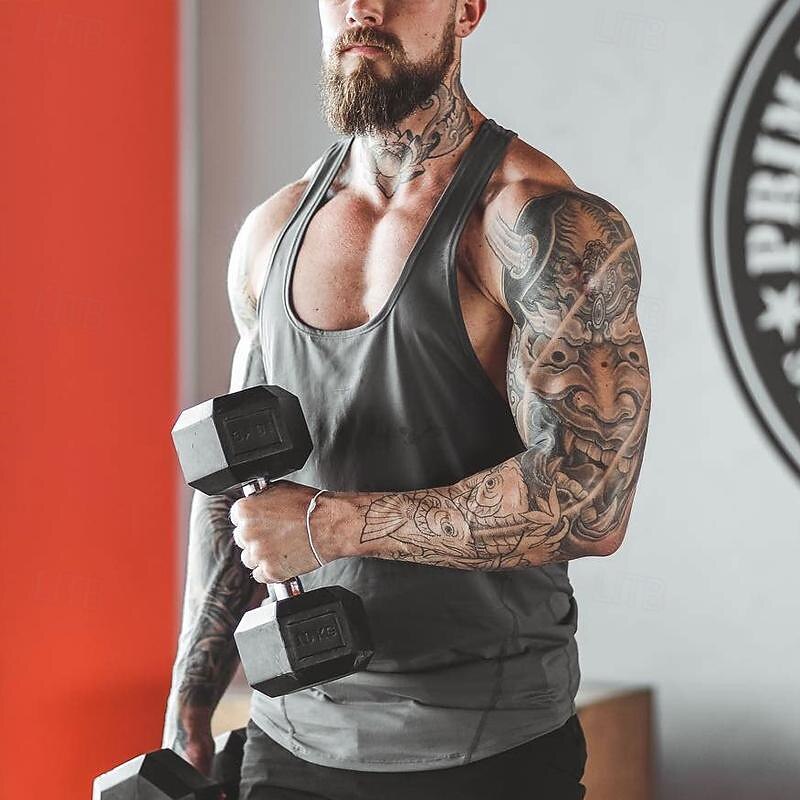 Men's Tank Top Fitness Tank Tank Undershirt U Neck Sleeveless Sport Casual Daily Gym Breathable Soft Plain Black White Activewear Fashion Basic3