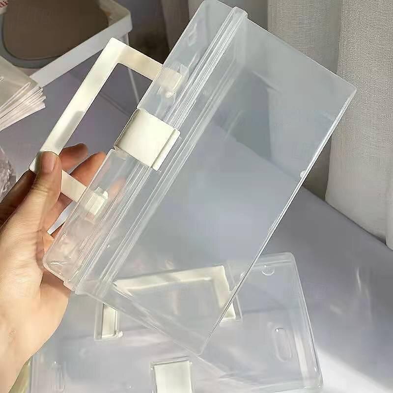 1pc Portable Clear Storage Box Makeup Storage Organzier Student Desktop Stationery Multi-functional Sundries Large Capacity Storage Box4