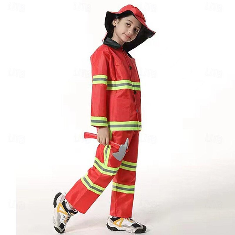 Boys Girls' Fireman Cosplay Costume Outfits For Masquerade Cosplay Kid's Top Pants2