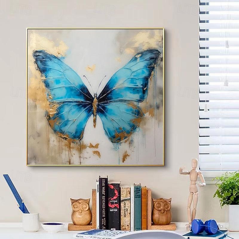 Hand painted Gold wings Butterfly painting textured original abstract painting canvas modern living room square wall art butterfly Wall Decor Living room Stretched Frame Ready to Hang or Unframed2