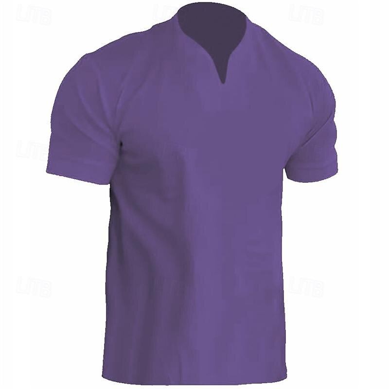 Men's T Shirt Tee Short Sleeve Shirt Tee Top Short Sleeve V Neck Spring &  Fall Plain Fashion Designer Basic Vacation Street Going out Black White Light Grey Top Tee for Men2