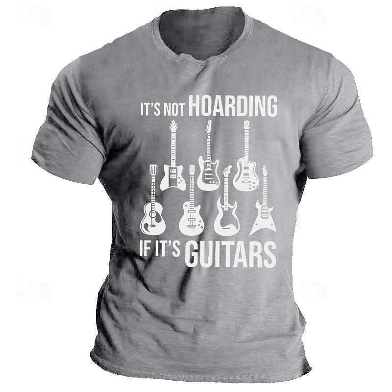 Men's Graphic T-Shirt: Funny 'It's Not Hoarding If It's Guitars' Music Tee for Guitar Lovers, Hobby Lifestyle Gift3