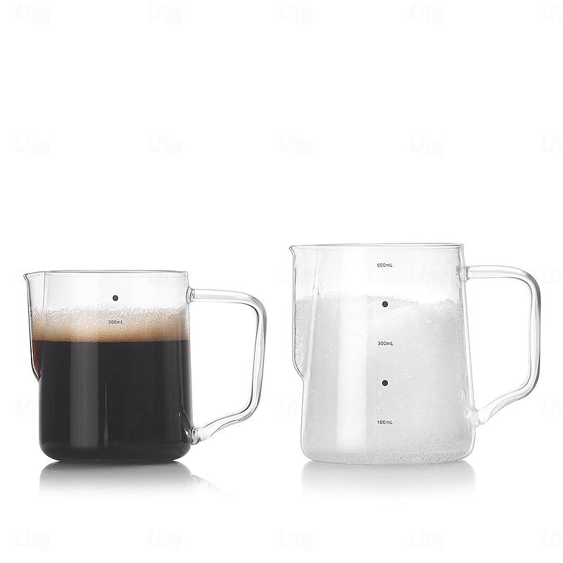 Glass Coffee Milk Frothing Jugs with Scale Milk Frother Pitcher Barista Espresso Coffee Latte Milk Pitcher Coffee Jugs 300/500ml4