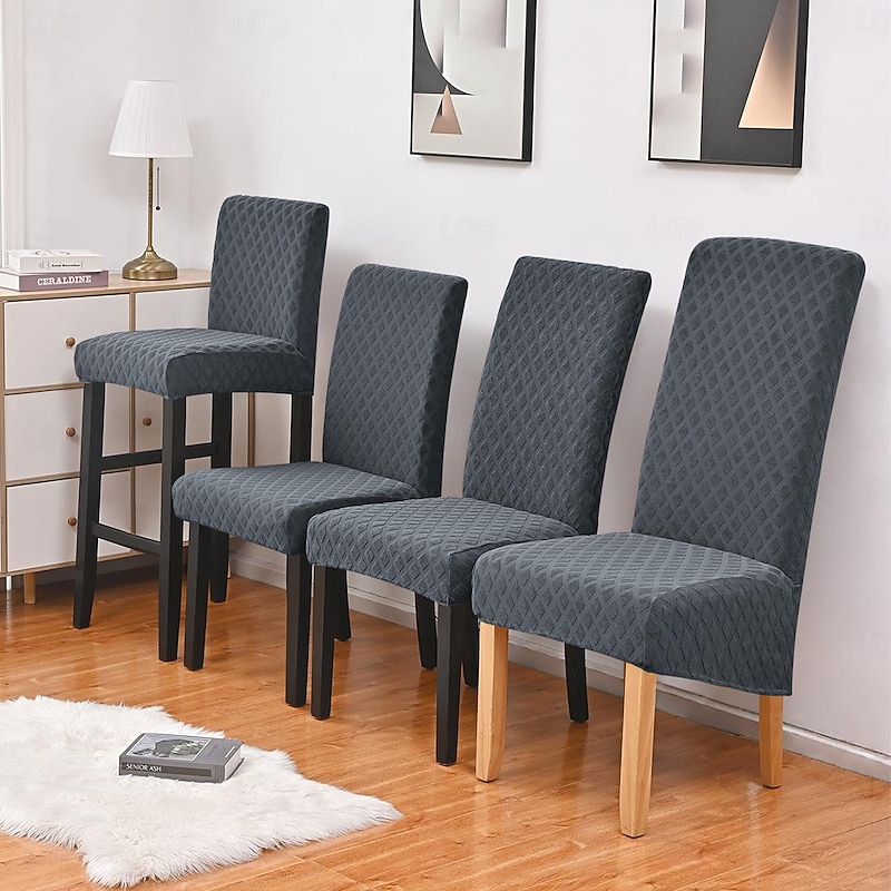 1 Piece Water Resistant Stretch Jacquard Dining Chair Cover, Stretch Chair CoverHigh Back Dining Chair Cover Chair Cover Bar Stool Chair Cover, Chair Protector Cover Seat Slipcover2
