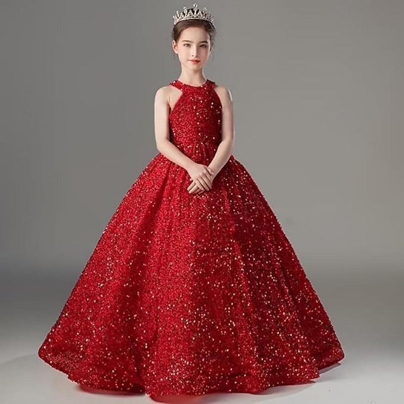 Kids Girls' Flower Girl Dress Party Dress Solid Color Sleeveless Formal Performance Wedding Mesh Princess Sweet Mesh Mid-Calf Sheath Dress Tulle Dress Flower Girl's Dress Summer Spring Fall 2-122