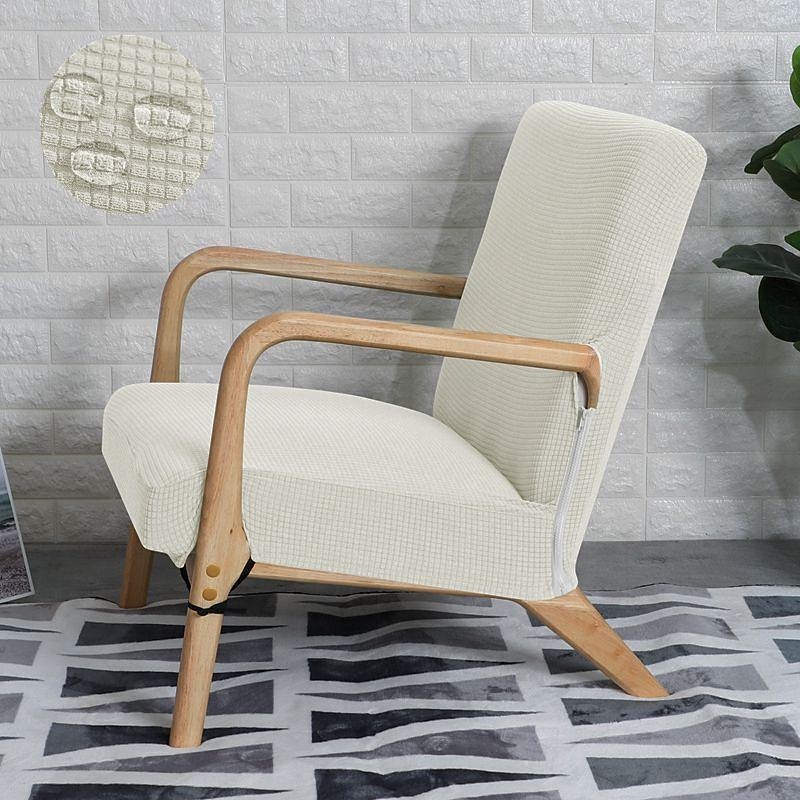 Water Resistant Chair Cover Stretch Jacquard Casual Chair cover with Zipper Closure Plain Solid Color Furniture Protector Washable Removable for Single Chair 1PC2