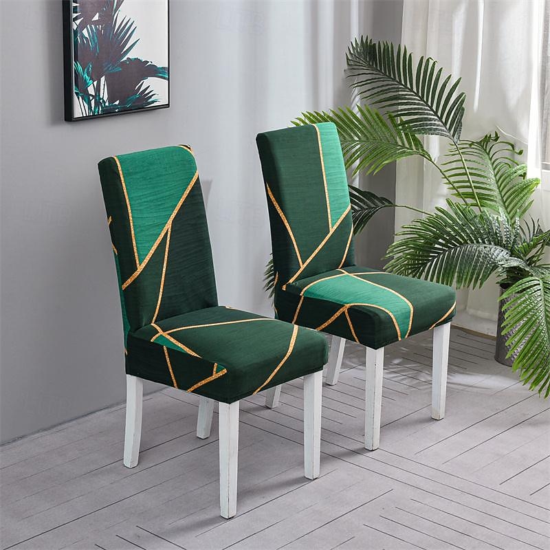 Stretch Spandex Dining Chair Cover 4/6 Pcs Set, Geometric Pattern High Back Dining Chair Cover Slipcover with Elastic Band for Dining Room,Wedding, Ceremony, Banquet,Home Decor4