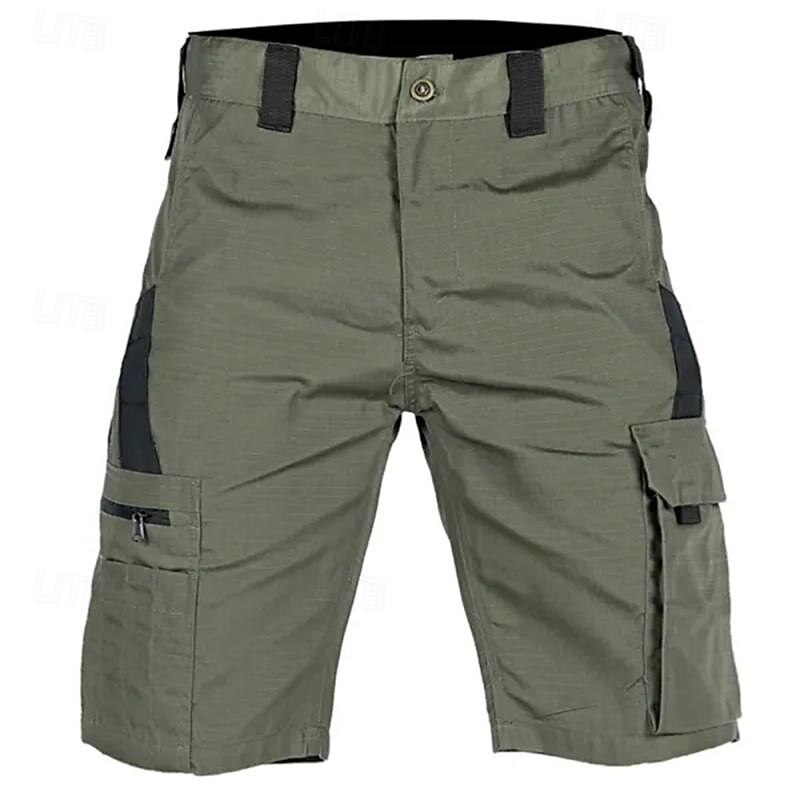 Men's Tactical Shorts Cargo Shorts Shorts Buttons Multi Pocket Color Block Comfort Wearable Short Casual Daily Holiday Fashion Classic Black Green3