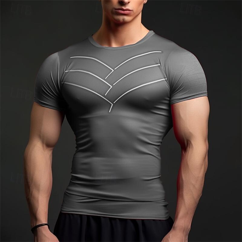 Men's T Shirt Gym Shirt Sports T-Shirt Crew Neck Short Sleeve Vacation Sports & Outdoor Casual Daily Gym Quick dry Breathable Plain Black Red Activewear Polyester Fashion Basic3