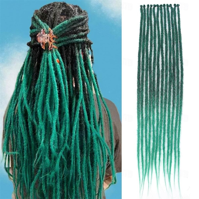 Dreadlock Extensions 1B/Green Dreads Extensions Crochet Loc Extensions Synthetic Dreadlock Extensions Clip in Dreadlocks Hair Extensions Single Ended Dreadlock Crochet Hair Dread