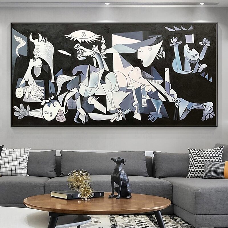 Mintura Handmade Pablo Picasso Famous Guernica Oil Paintings On Canvas Home Decoration Modern Wall Art Abstract Portrait Picture For Home Decor Rolled Frameless Unstretched Painting