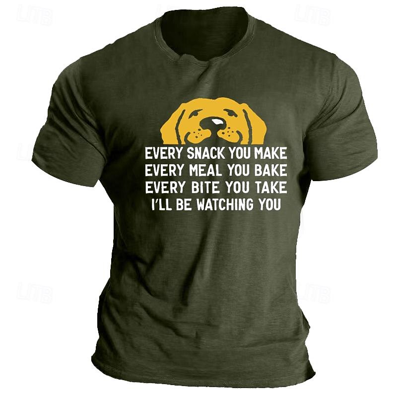 Men's Funny Dog Lover T-Shirt - "I'll Be Watching You" Food Humor Graphic Short Sleeve Tee4