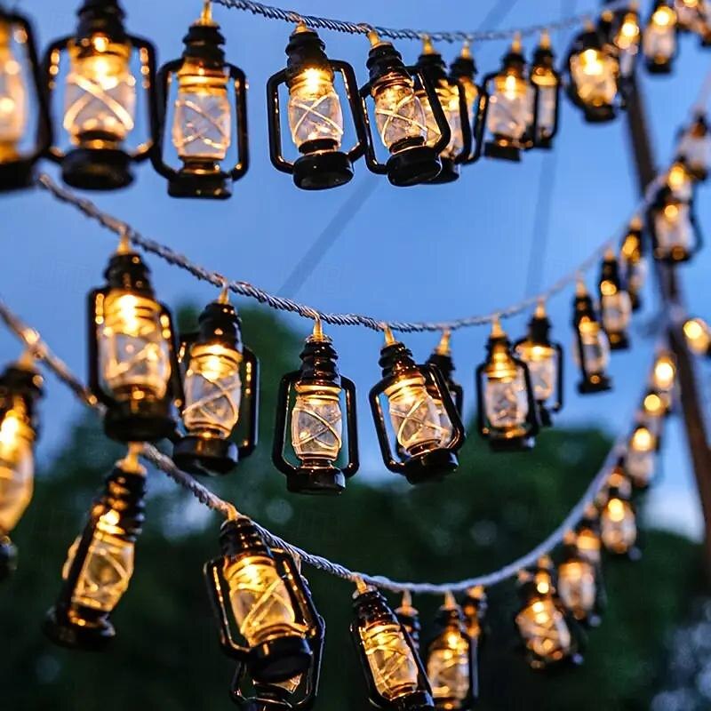 10/20LEDs 1.5/3m Lantern String Lights Kerosene Bottle LED String Lamp Retro Lantern Home Party Holiday Eid Mubarak Garden Decoration String Lamp2