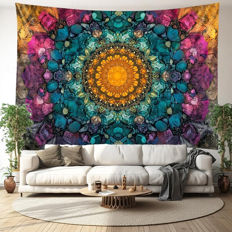 Colorful Mandala Bohemian Hanging Tapestry Wall Art Large Tapestry Mural Decor Photograph Backdrop Blanket Curtain Home Bedroom Living Room Decoration3
