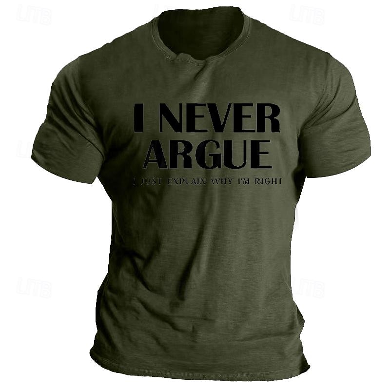 Men's Quotes & Sayings T Shirt Graphic Tee 100% Cotton Short Sleeve Graphic Shirt Heather Gray Black Army Green Comfortable Tee Vacation Daily Wear Fashion Designer Clothing