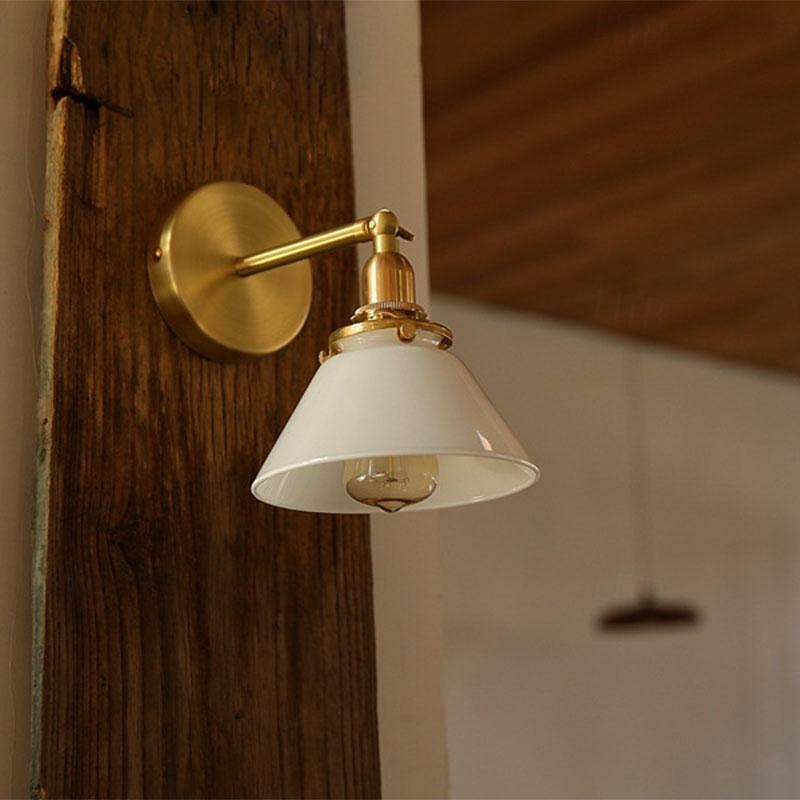 Vintage Wall Lamp, Wall Light Fixture Indoor Brass Wall Sconce Wall Mounted Single Sconce for Bathroom Bedroom Vanity Corridor Living Room Farmhouse Coffee Bar with Glass Shade4
