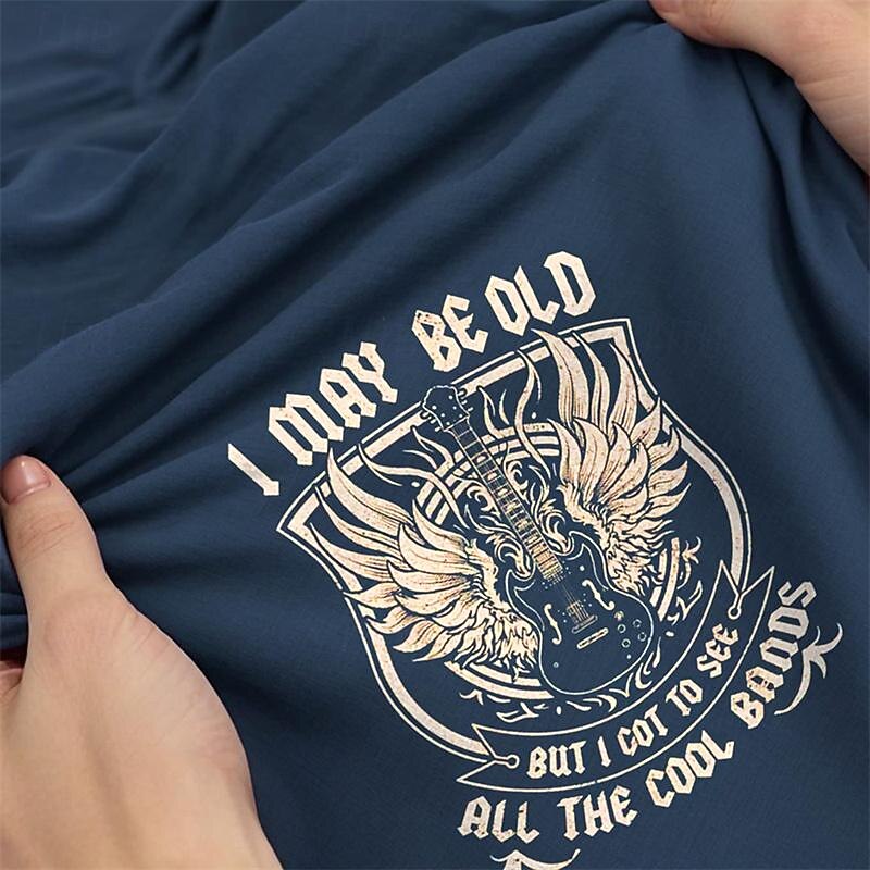 Men's Short Sleeve Graphic Henley T-Shirt - "I May Be Old But I Got To See All The Cool Bands" Vintage Music Lover Tee3