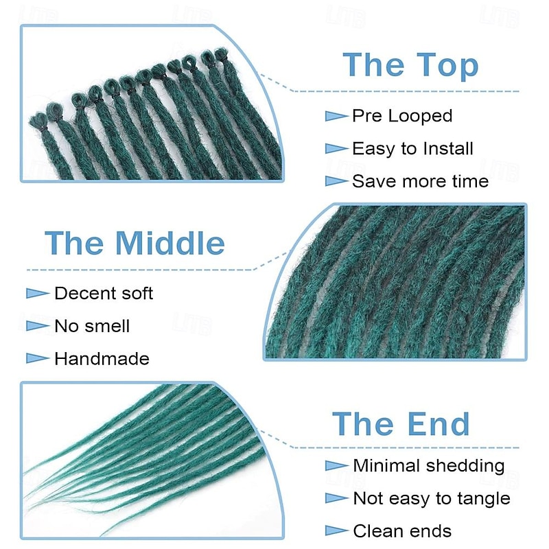 Dreadlock Extensions 1B/Green Dreads Extensions Crochet Loc Extensions Synthetic Dreadlock Extensions Clip in Dreadlocks Hair Extensions Single Ended Dreadlock Crochet Hair Dread3