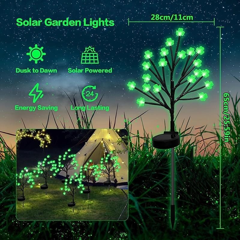20 LED St Patricks Day Decorations Solar Shamrock Stake Lights, Outdoor Shamrock Tree Lights, With Party Gifts Decor-Solar Garden Lights, For St. Patrick's Day Outside Decoration3